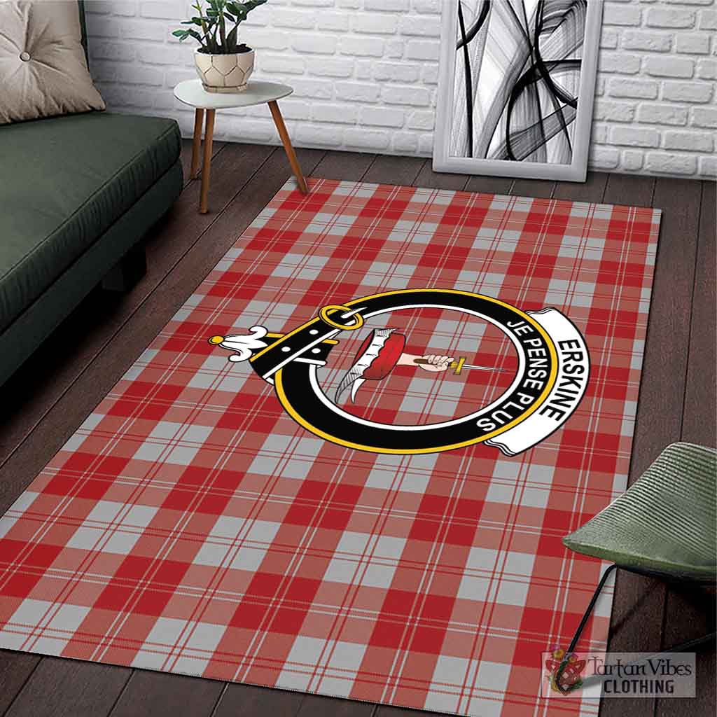 Tartan Vibes Clothing Erskine Red Tartan Area Rug with Family Crest