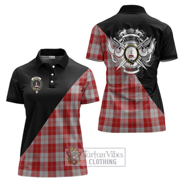 Erskine Red Tartan Women's Polo Shirt with Family Crest and Military Logo Style