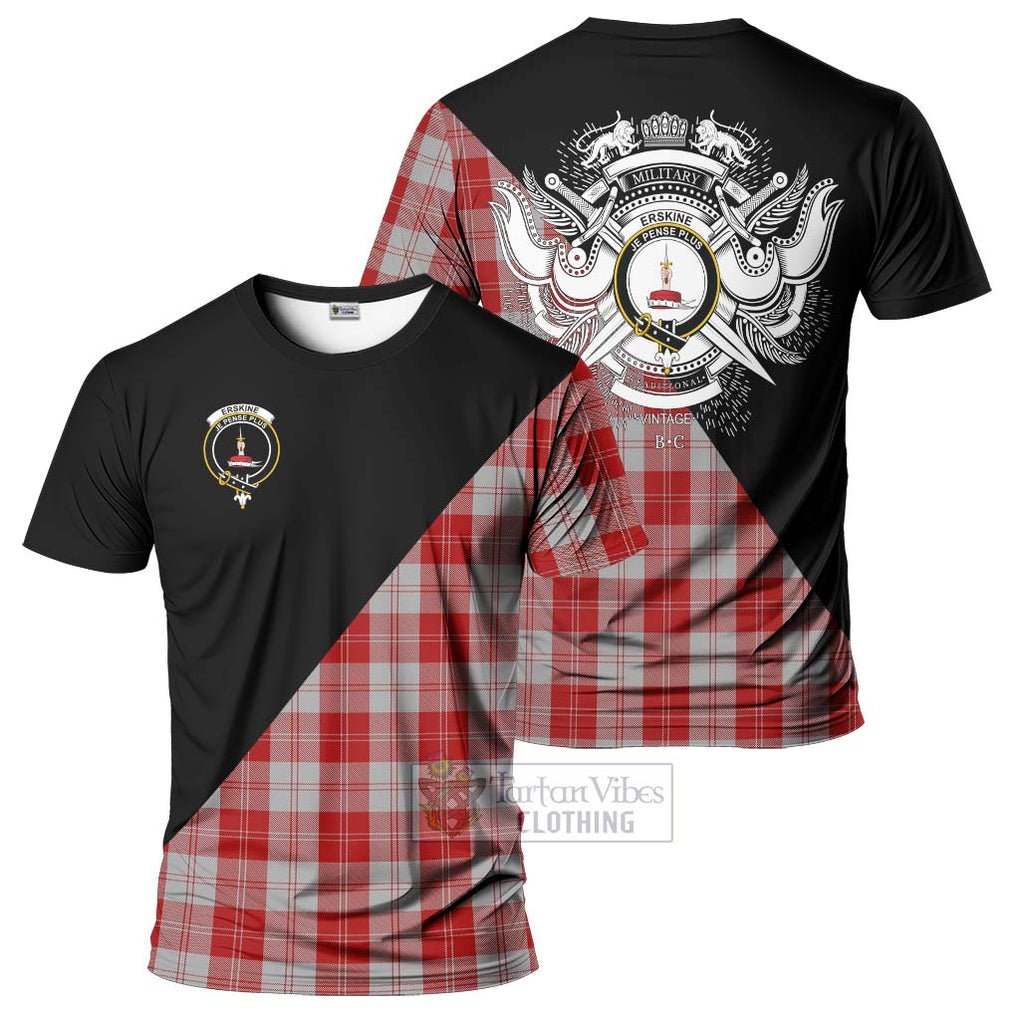 Erskine Red Tartan T-Shirt with Family Crest and Military Logo Style Kid's Shirt - Tartanvibesclothing Shop