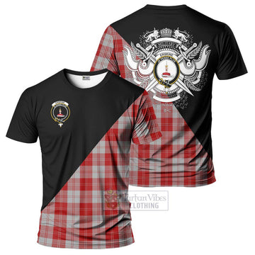 Erskine Red Tartan T-Shirt with Family Crest and Military Logo Style