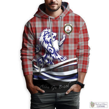 Erskine Red Tartan Hoodie with Alba Gu Brath Regal Lion Emblem