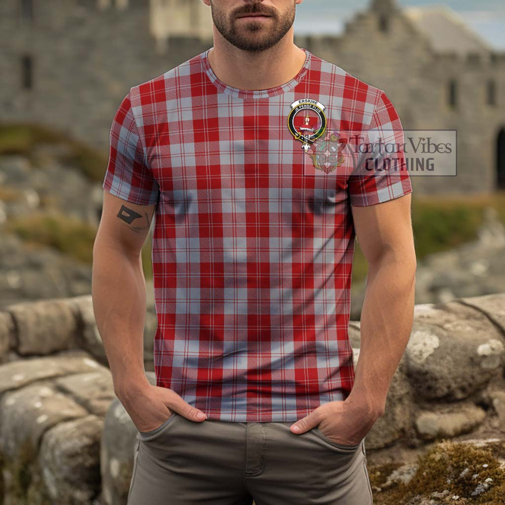 Erskine Red Tartan Cotton T-Shirt with Family Crest Men's Shirt - Tartanvibesclothing Shop