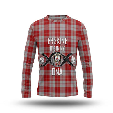 Erskine Red Tartan Long Sleeve T-Shirt with Family Crest DNA In Me Style