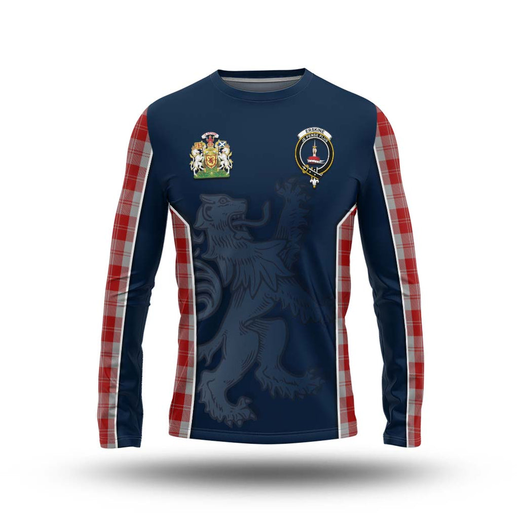 Erskine Red Tartan Long Sleeve T-Shirt with Family Crest and Lion Rampant Vibes Sport Style Unisex - Tartan Vibes Clothing