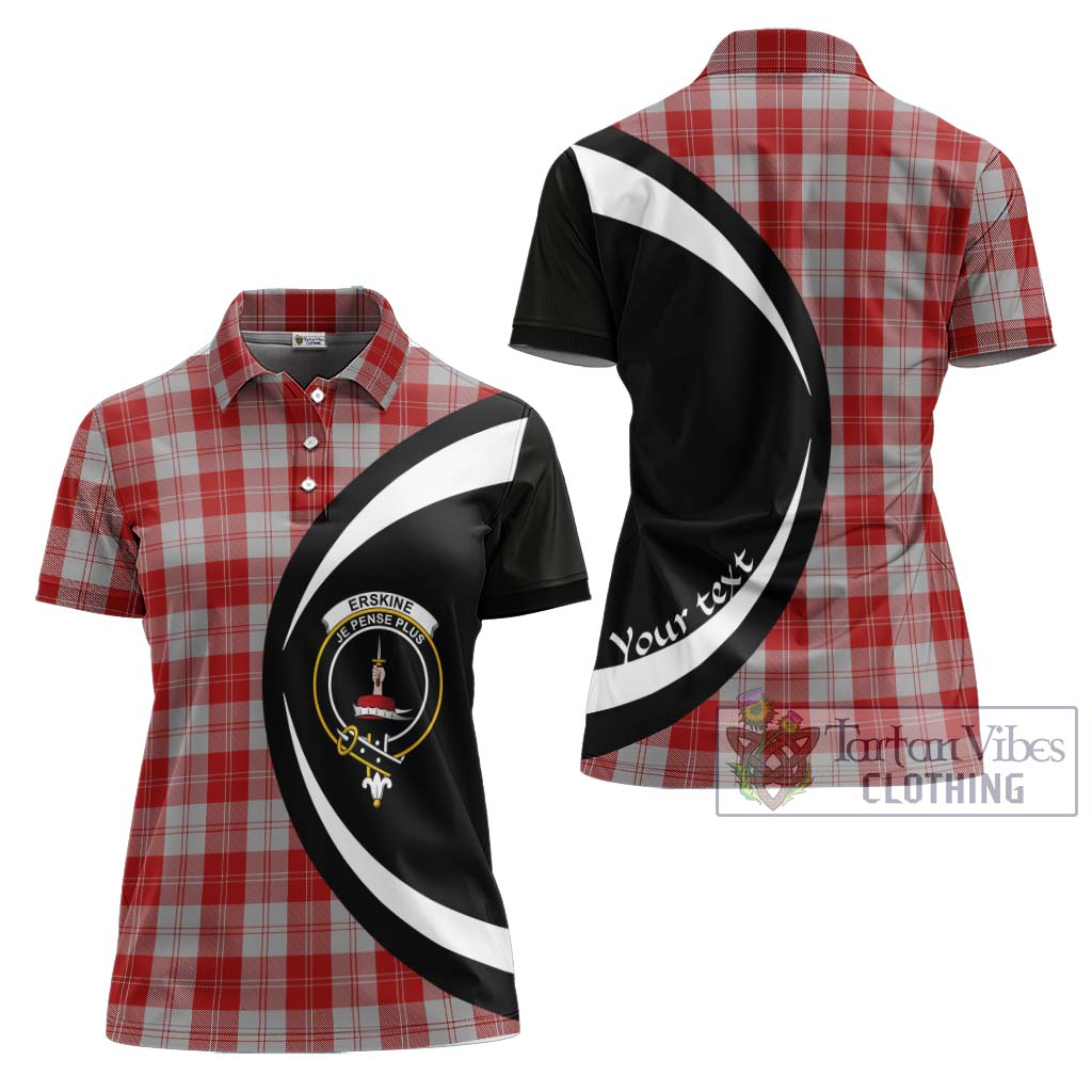 Erskine Red Tartan Women's Polo Shirt with Family Crest Circle Style Women - Tartan Vibes Clothing