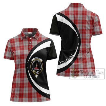 Erskine Red Tartan Women's Polo Shirt with Family Crest Circle Style