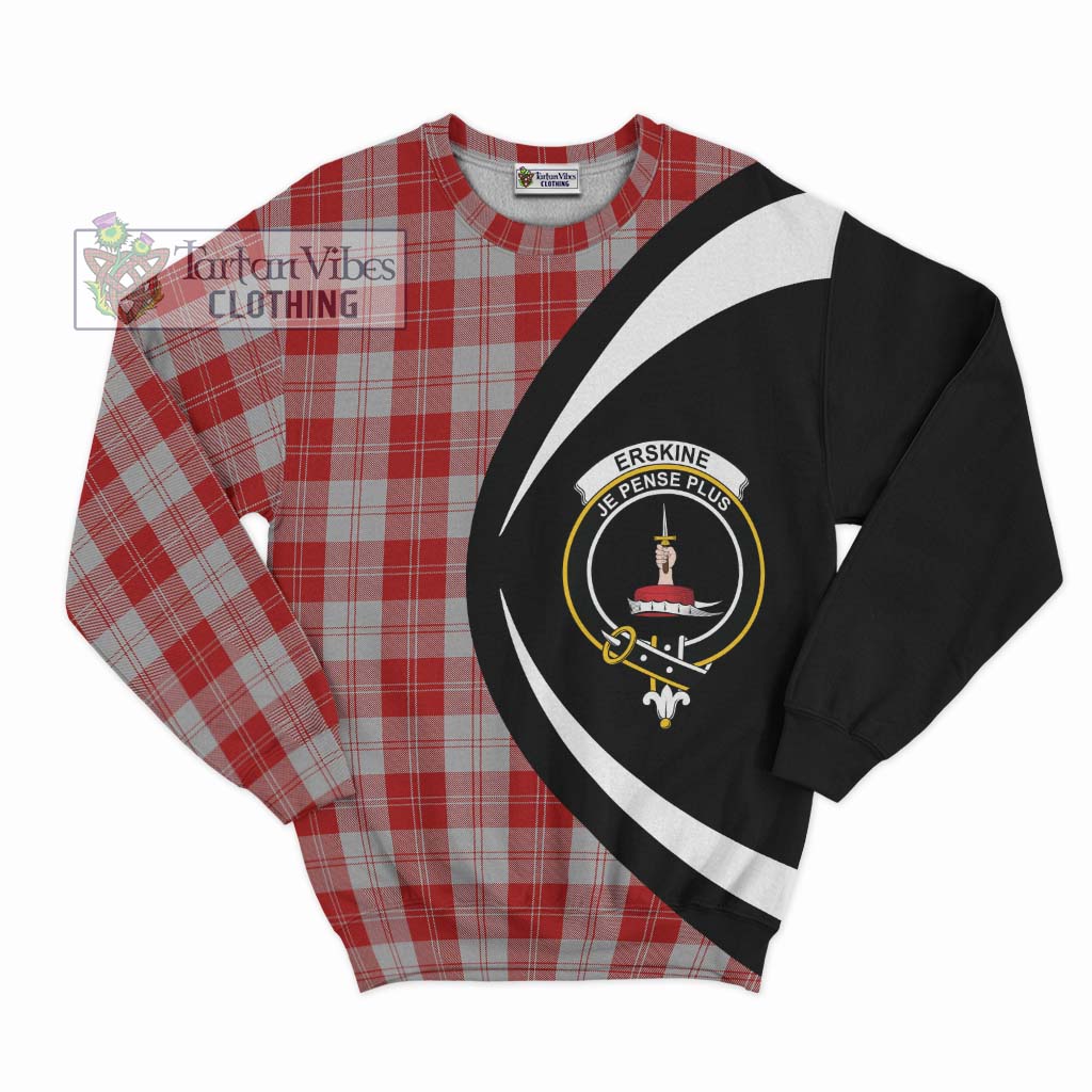 Erskine Red Tartan Sweatshirt with Family Crest Circle Style Unisex - Tartan Vibes Clothing