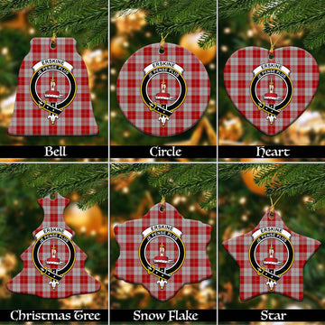 Erskine Red Tartan Christmas Ceramic Ornaments with Family Crest