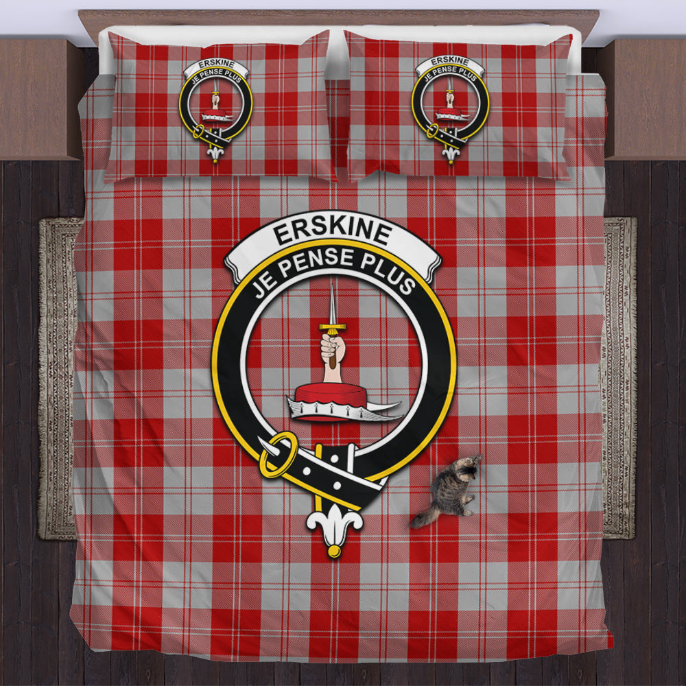 Erskine Red Tartan Bedding Set with Family Crest US Bedding Set - Tartan Vibes Clothing