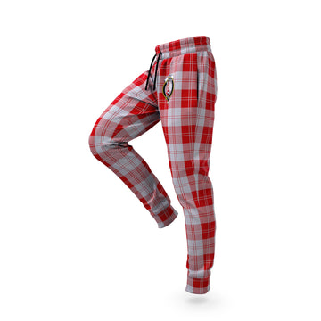 Erskine Red Tartan Joggers Pants with Family Crest