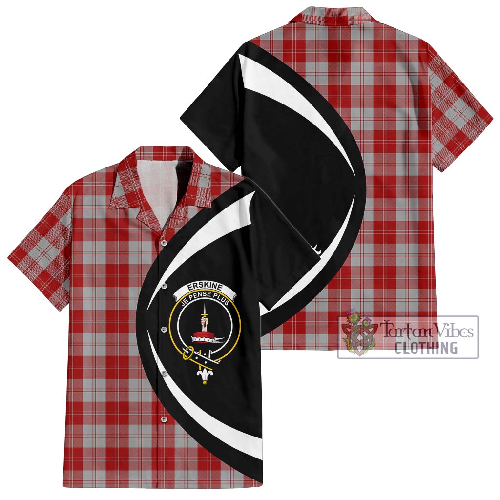 Erskine Red Tartan Short Sleeve Button Up with Family Crest Circle Style Kid - Tartan Vibes Clothing