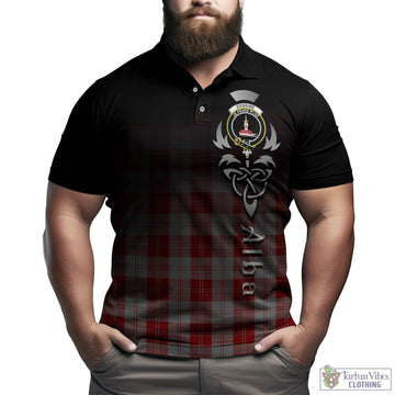 Erskine Red Tartan Polo Shirt Featuring Alba Gu Brath Family Crest Celtic Inspired