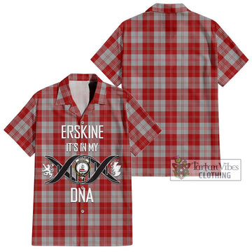 Erskine Red Tartan Short Sleeve Button Shirt with Family Crest DNA In Me Style