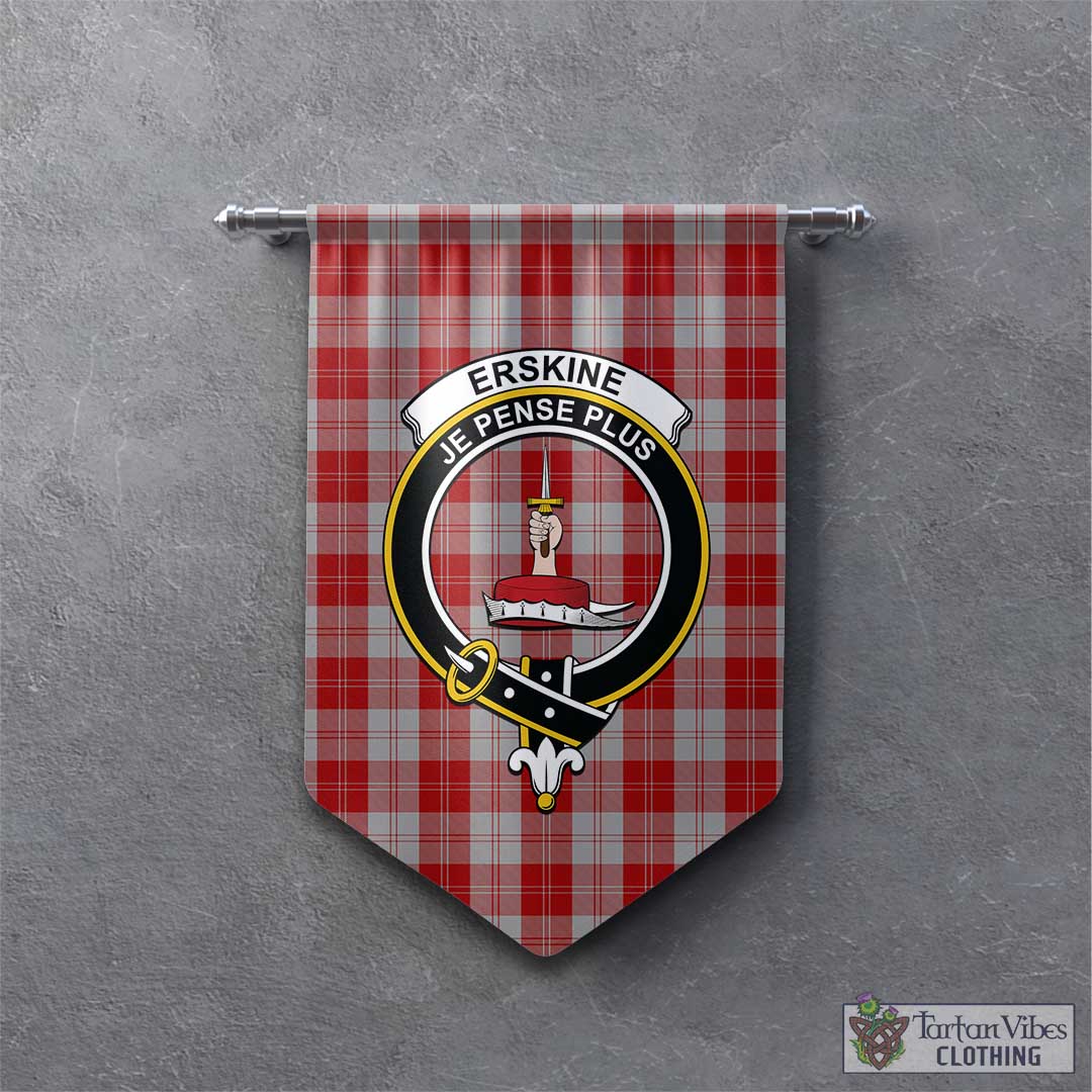 Tartan Vibes Clothing Erskine Red Tartan Gonfalon, Tartan Banner with Family Crest