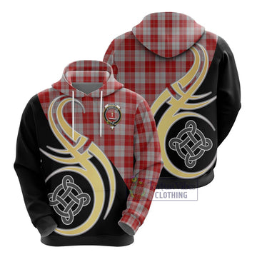 Erskine Red Tartan Hoodie with Family Crest and Celtic Symbol Style