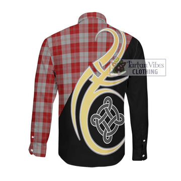 Erskine Red Tartan Long Sleeve Button Shirt with Family Crest and Celtic Symbol Style