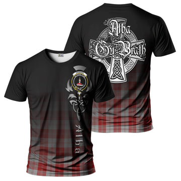 Erskine Red Tartan T-Shirt Featuring Alba Gu Brath Family Crest Celtic Inspired