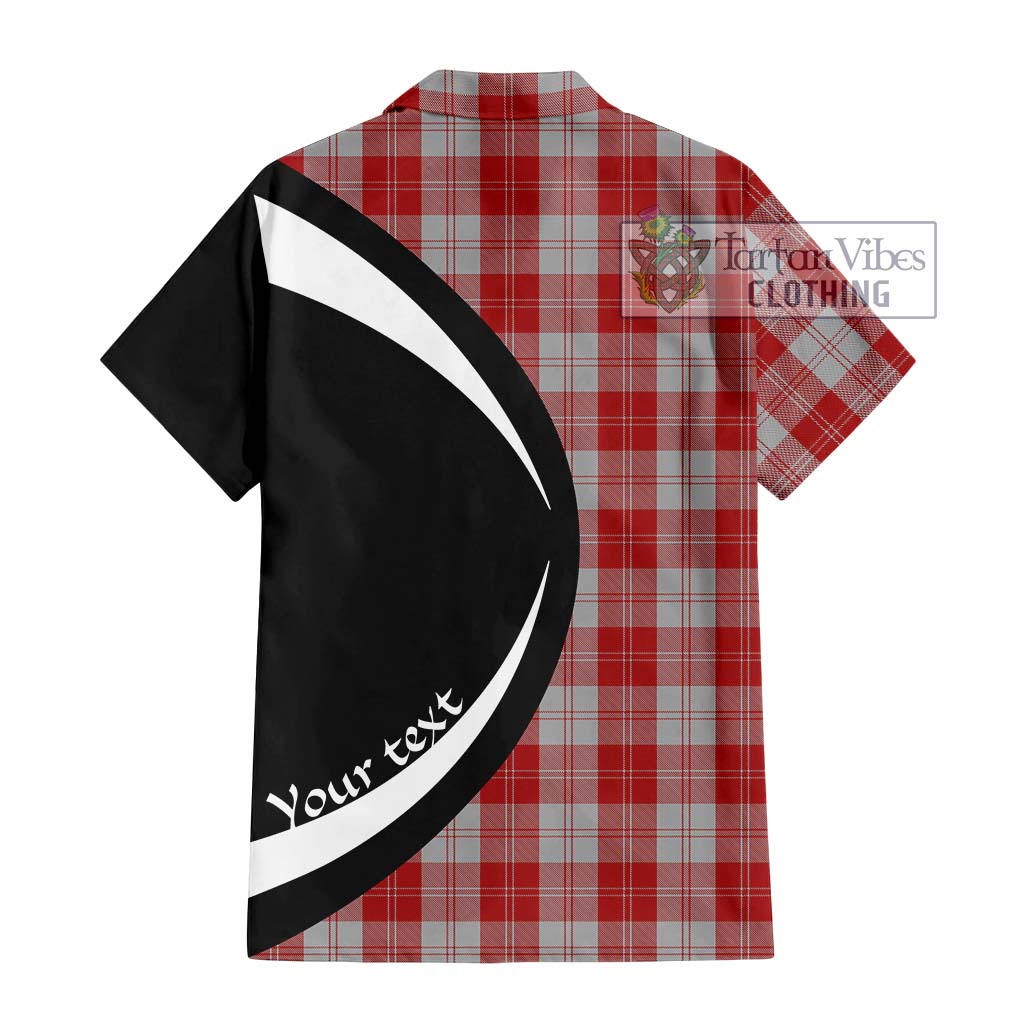 Erskine Red Tartan Short Sleeve Button Up with Family Crest Circle Style - Tartan Vibes Clothing