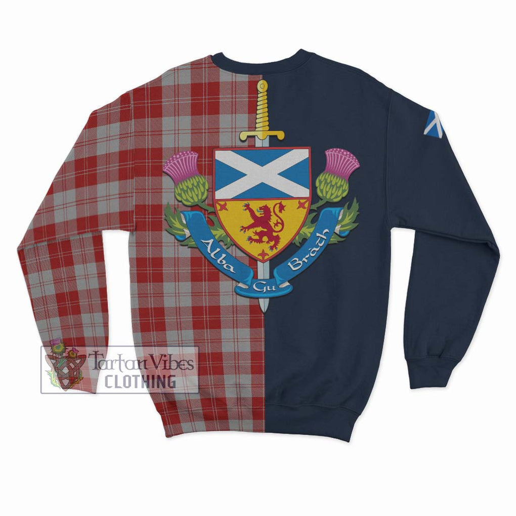 Tartan Vibes Clothing Erskine Red Tartan Sweatshirt with Scottish Lion Royal Arm Half Style