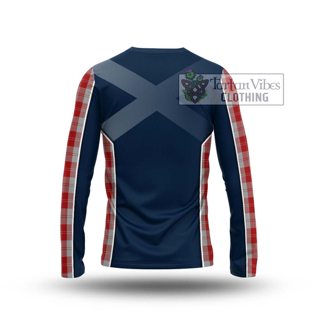 Erskine Red Tartan Long Sleeve T-Shirt with Family Crest and Lion Rampant Vibes Sport Style - Tartan Vibes Clothing