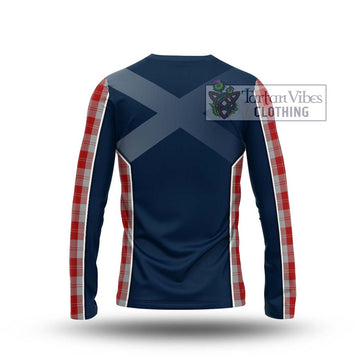 Erskine Red Tartan Long Sleeve T-Shirt with Family Crest and Lion Rampant Vibes Sport Style