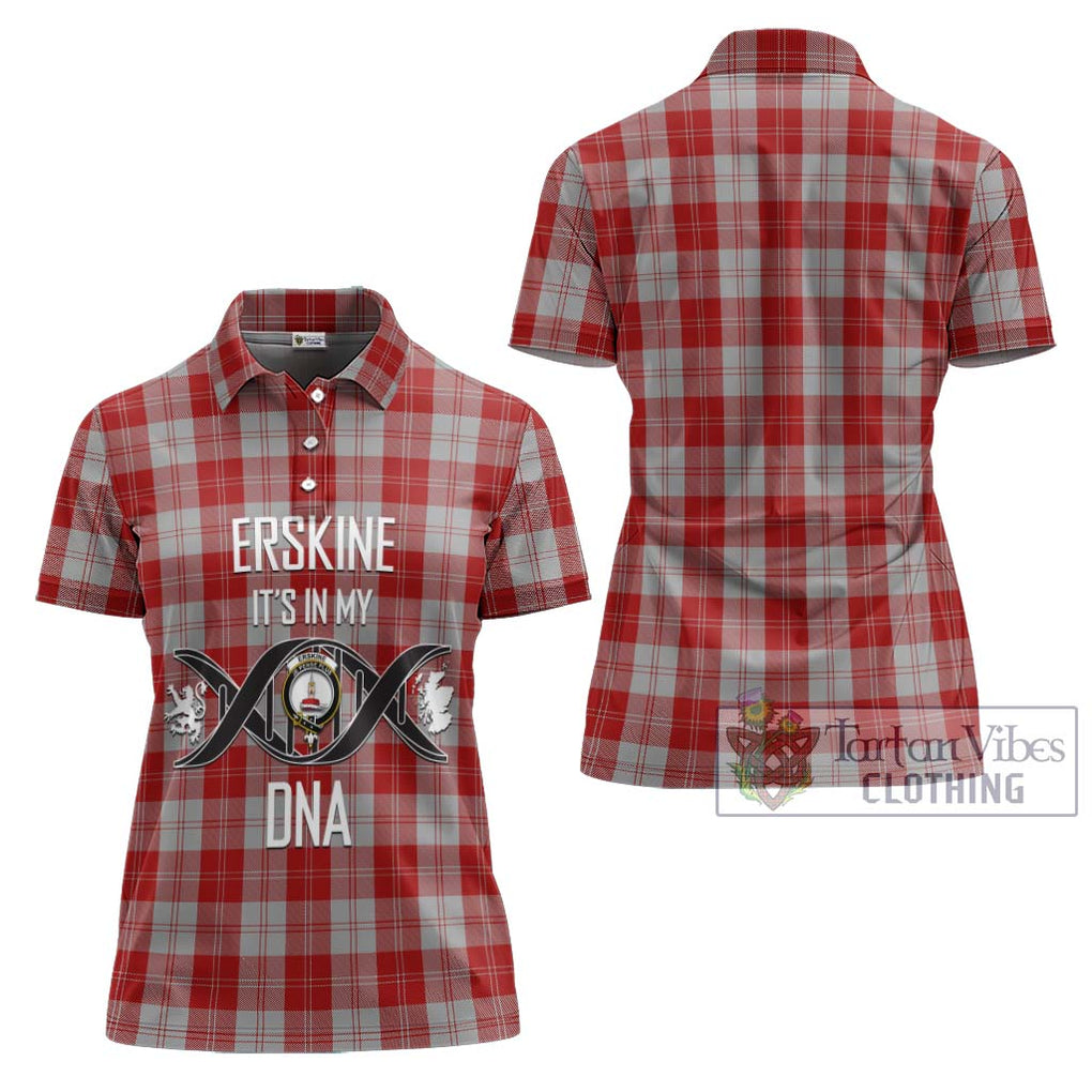 Erskine Red Tartan Women's Polo Shirt with Family Crest DNA In Me Style - Tartanvibesclothing Shop