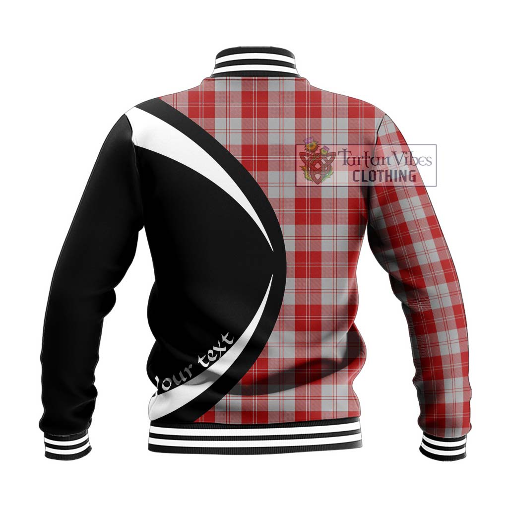 Erskine Red Tartan Baseball Jacket with Family Crest Circle Style - Tartan Vibes Clothing