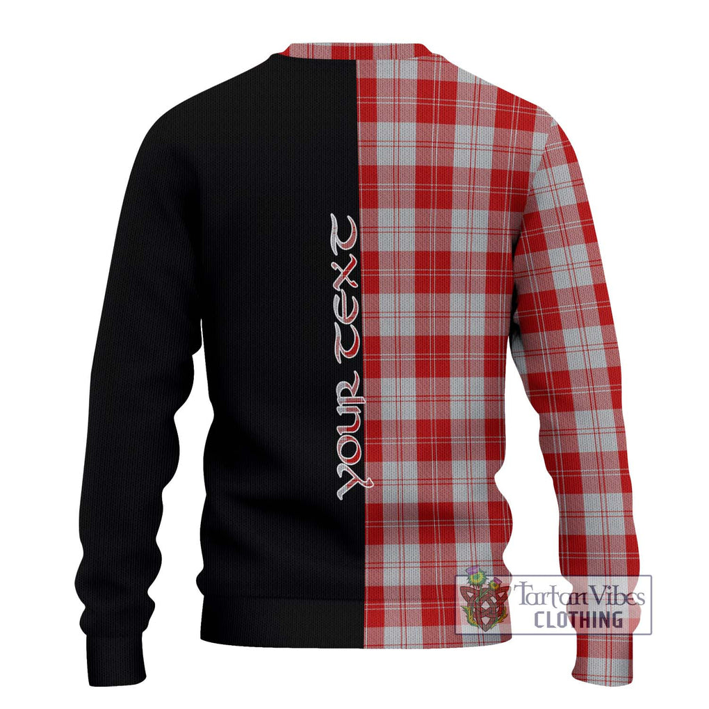 Erskine Red Tartan Knitted Sweater with Family Crest and Half Of Me Style - Tartanvibesclothing Shop