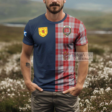 Erskine Red Tartan T-Shirt Alba with Scottish Lion Royal Arm Half Style