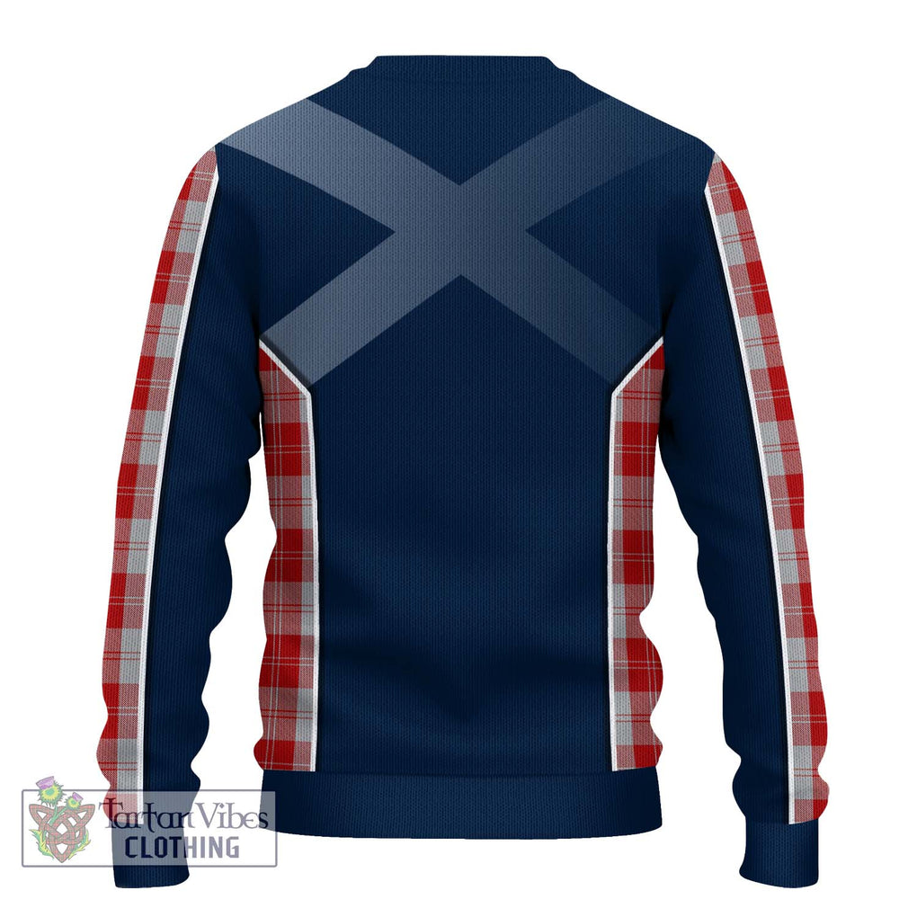 Erskine Red Tartan Knitted Sweater with Family Crest and Lion Rampant Vibes Sport Style - Tartan Vibes Clothing