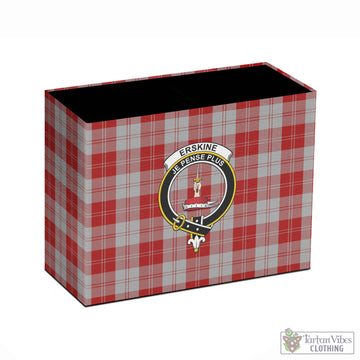 Erskine Red Tartan Pen Holder with Family Crest