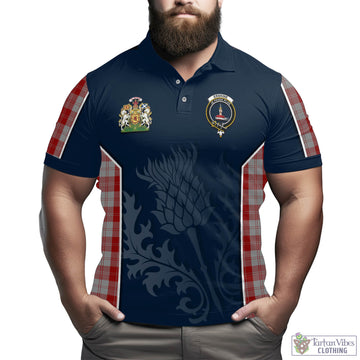 Erskine Red Tartan Men's Polo Shirt with Family Crest and Scottish Thistle Vibes Sport Style