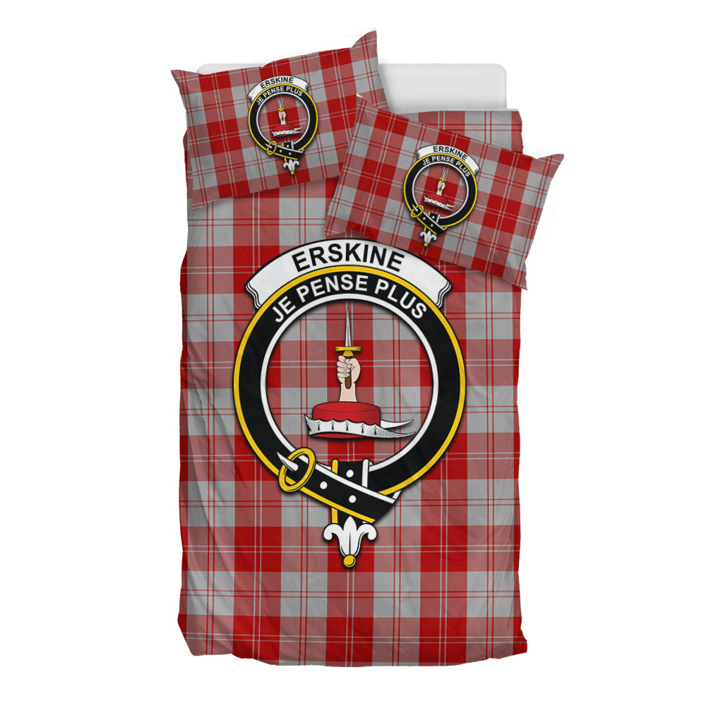 Erskine Red Tartan Bedding Set with Family Crest - Tartan Vibes Clothing