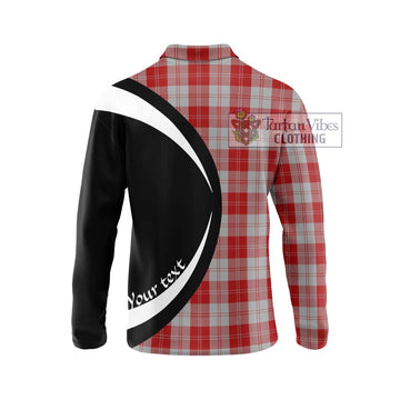 Erskine Red Tartan Long Sleeve Polo Shirt with Family Crest Circle Style