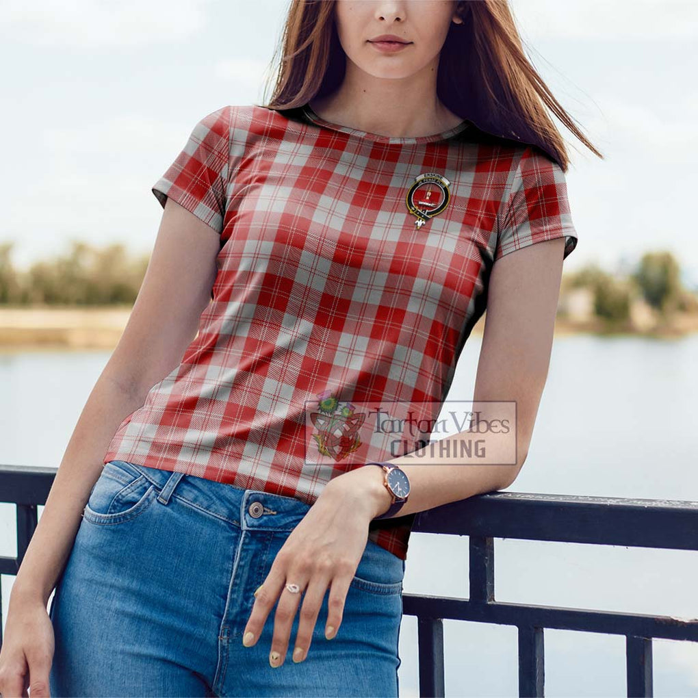 Erskine Red Tartan Cotton T-Shirt with Family Crest Women's Shirt - Tartanvibesclothing Shop