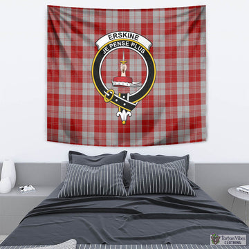 Erskine Red Tartan Tapestry Wall Hanging and Home Decor for Room with Family Crest