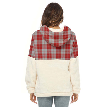 Erskine Red Tartan Women's Borg Fleece Hoodie With Half Zip