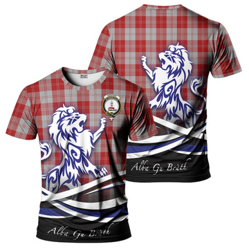 Erskine Red Tartan T-Shirt with Alba Gu Brath Regal Lion Emblem