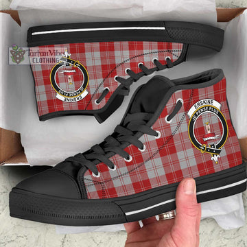 Erskine Red Tartan High Top Shoes with Family Crest