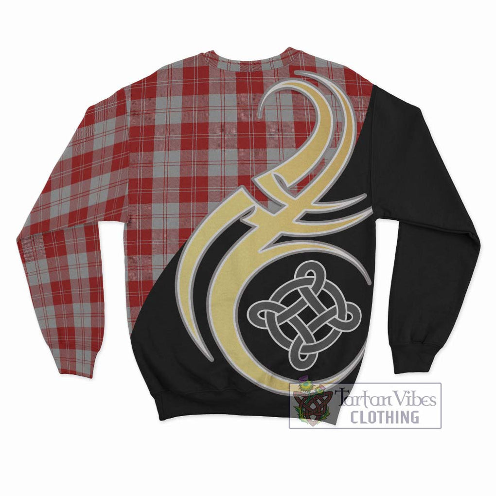 Erskine Red Tartan Sweatshirt with Family Crest and Celtic Symbol Style - Tartan Vibes Clothing