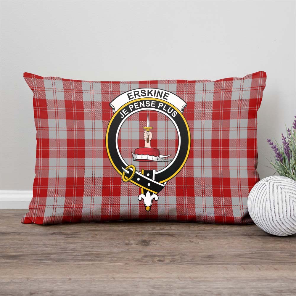 Erskine Red Tartan Pillow Cover with Family Crest Rectangle Pillow Cover - Tartanvibesclothing