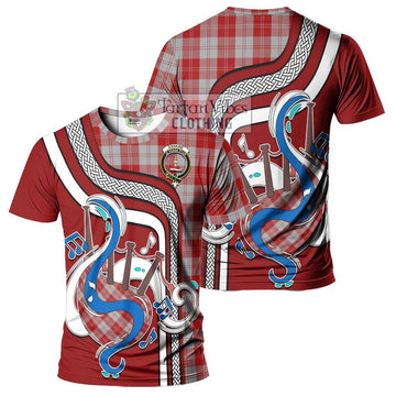 Erskine Red Tartan T-Shirt with Epic Bagpipe Style