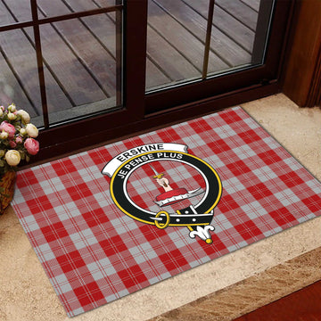 Erskine Red Tartan Door Mat with Family Crest