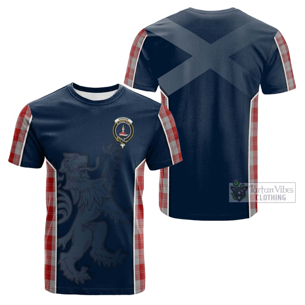 Tartan Vibes Clothing Erskine Red Tartan Cotton T-shirt with Family Crest and Lion Rampant Vibes Sport Style