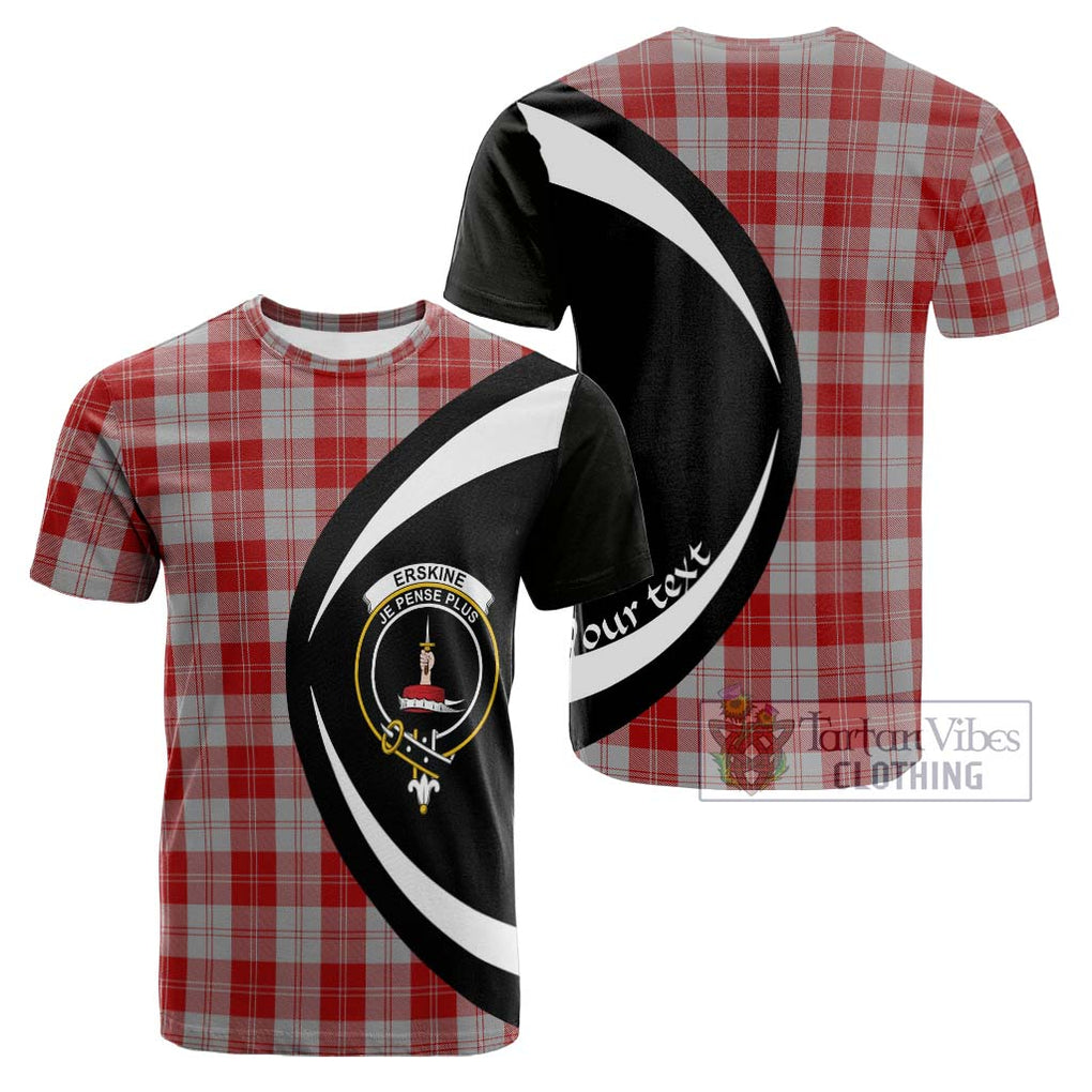 Tartan Vibes Clothing Erskine Red Tartan Cotton T-shirt with Family Crest Circle Style