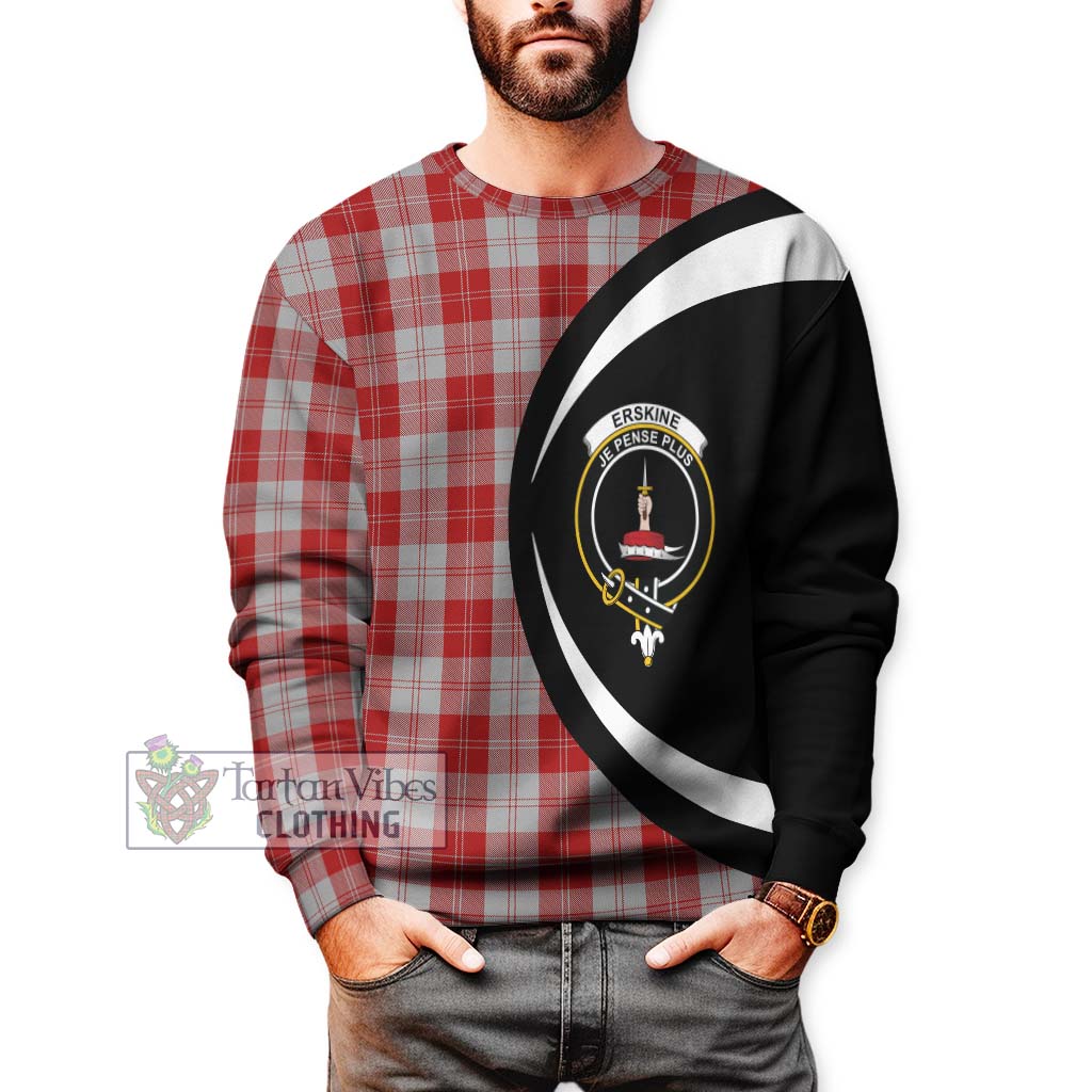 Erskine Red Tartan Sweatshirt with Family Crest Circle Style - Tartan Vibes Clothing