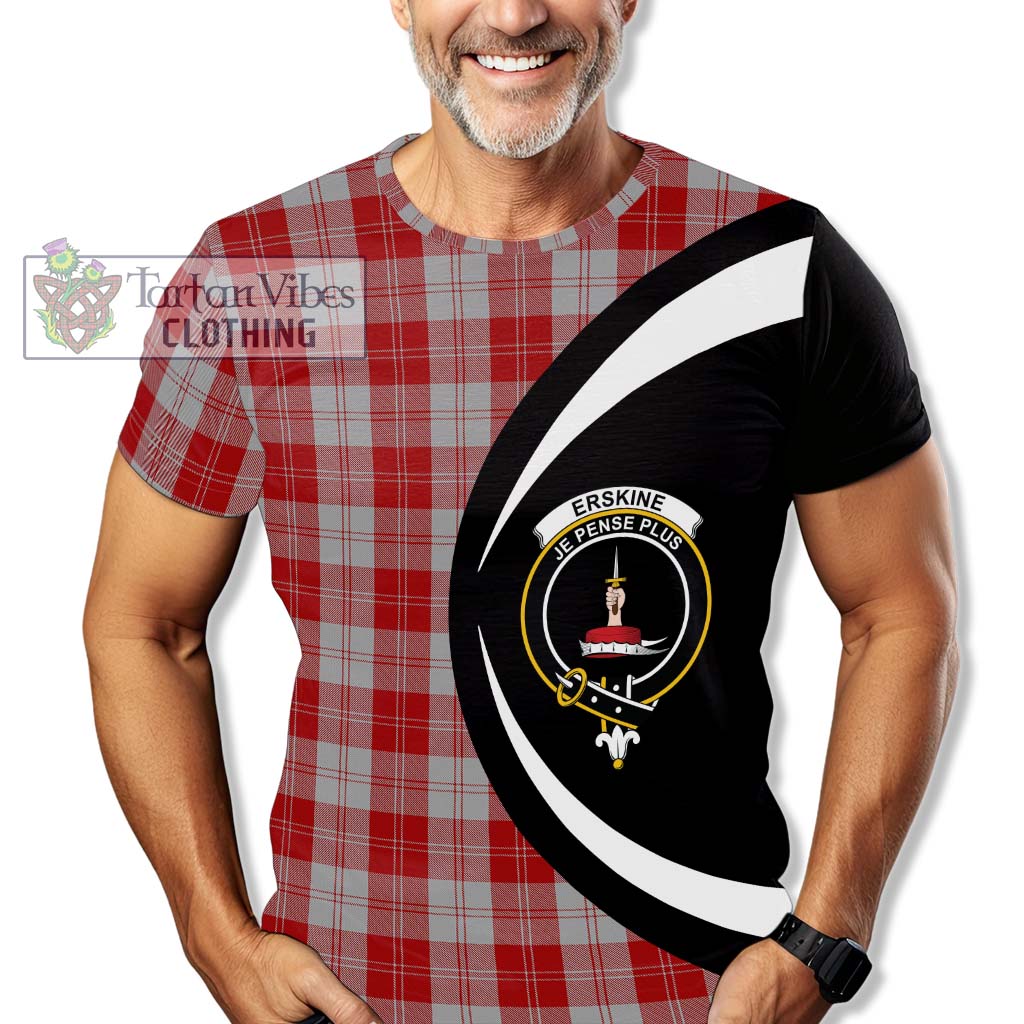 Tartan Vibes Clothing Erskine Red Tartan T-Shirt with Family Crest Circle Style