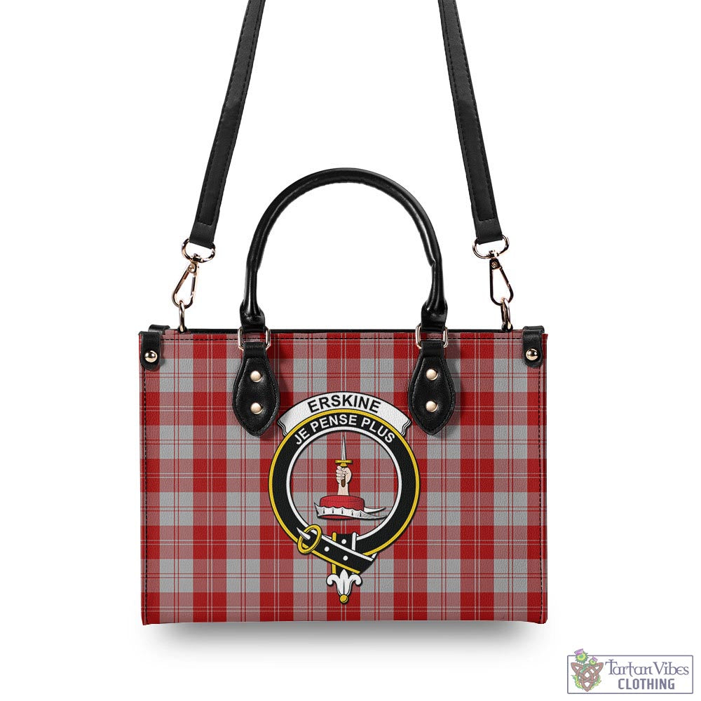 Tartan Vibes Clothing Erskine Red Tartan Luxury Leather Handbags with Family Crest