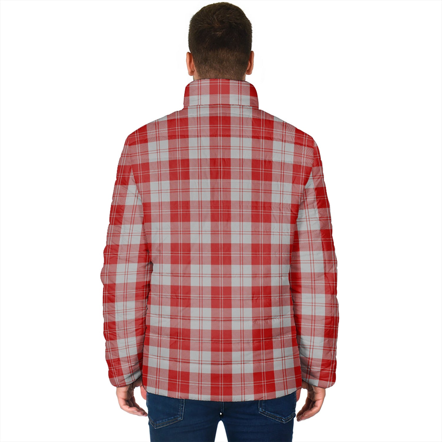 Erskine Red Tartan Padded Jacket with Family Crest - Tartan Vibes Clothing