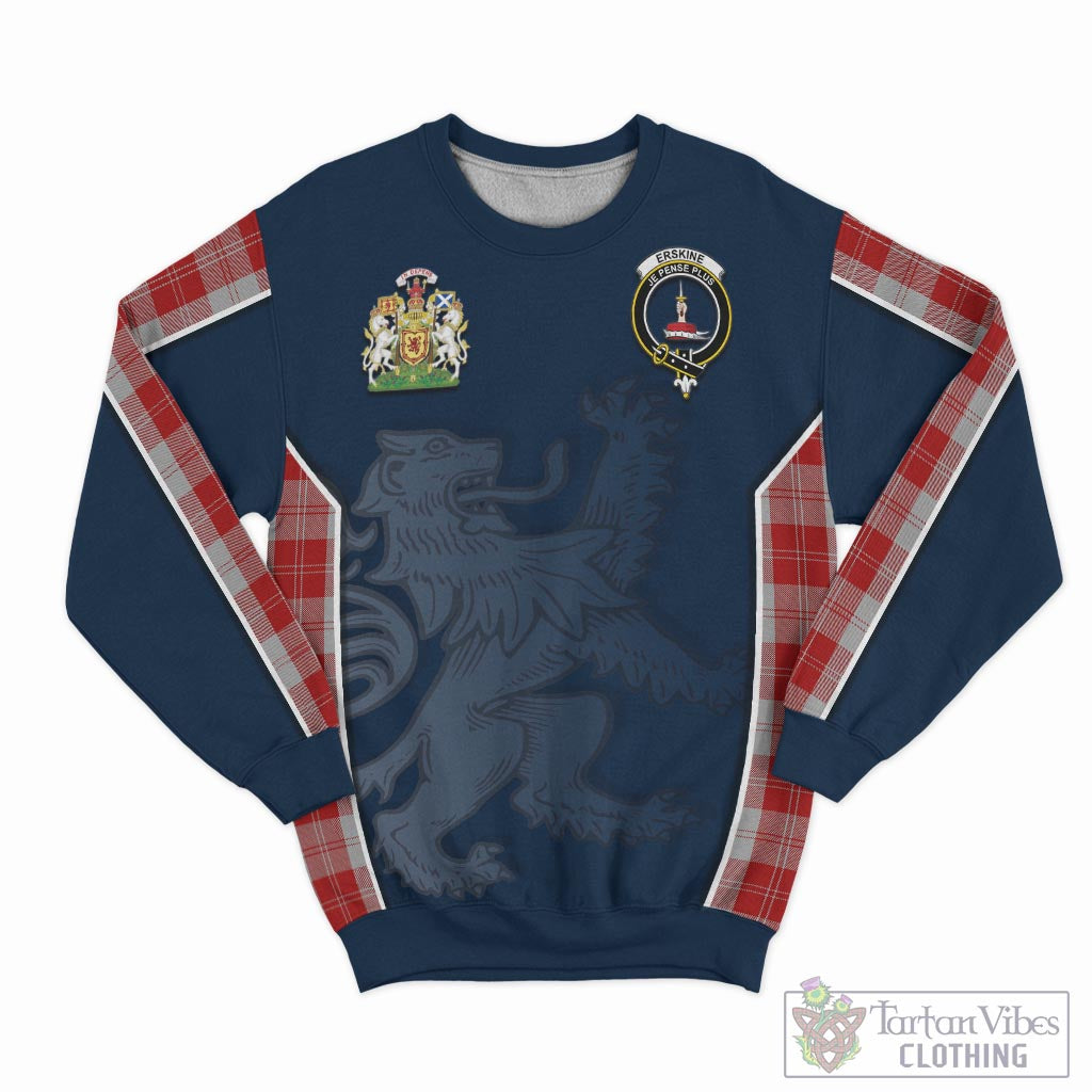 Tartan Vibes Clothing Erskine Red Tartan Sweater with Family Crest and Lion Rampant Vibes Sport Style